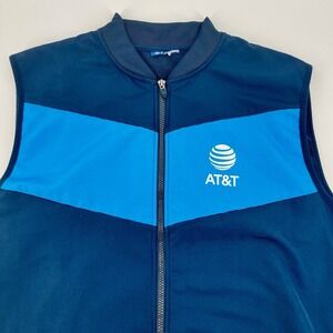 AT&T Colorblock Vest Mens XL Tall Full Zip Zippered Pockets Blue Corporate Tech